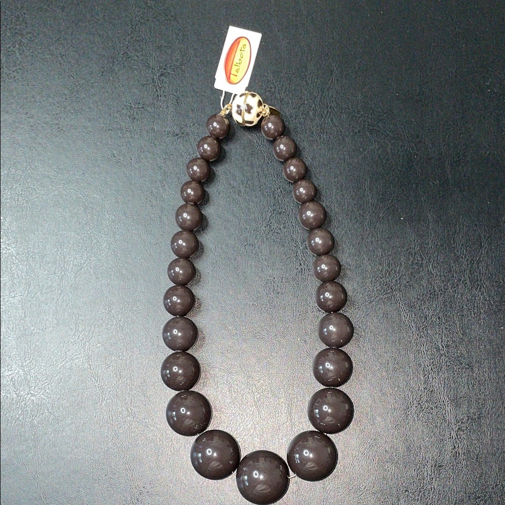 NWT Talbots chocolate brown bead necklace